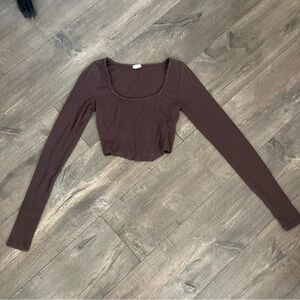 Garage Brown Chocolate Espresso Long Sleeve Crop Square Neck Corset 🤎